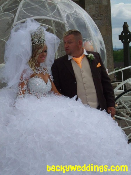 Tacky Wedding AllStar Minime bride and groom neon orange showgirl